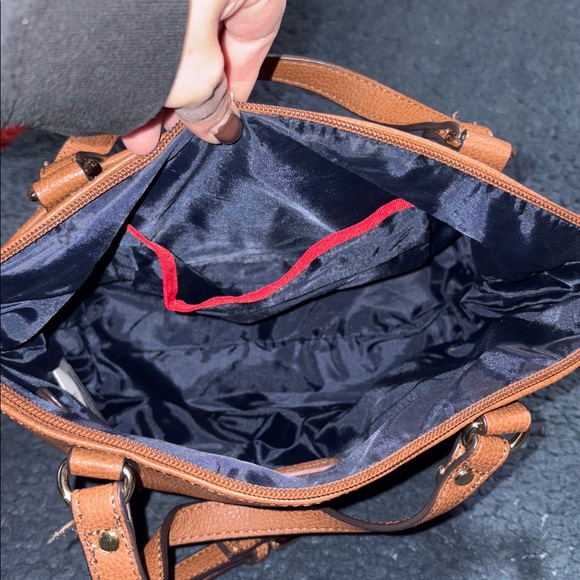 Tommy Hilfiger Tan Handbag with Red and Black Stripe - Picture 6 of 7